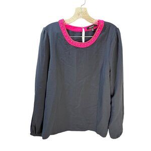 4Hawthorn‎ Womens Long Sleeve Blouse With Studded Collar Size L